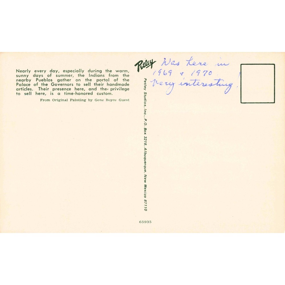 Vintage Palace of the Governors Santa Fe New Mexico Postcard Gene Boyce Guest - Picture 2 of 2